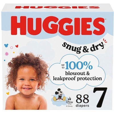 Huggies Snug & Dry Baby Diapers, Size 7 (41+ lbs), 88 Ct 88 ea, $0.40/1ea