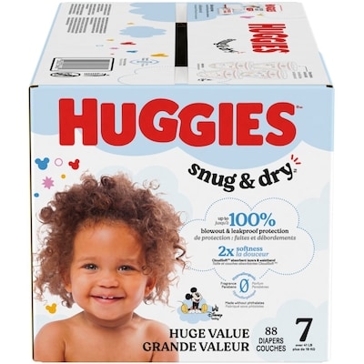Huggies Couches pour bébés Snug & Dry, taille 7, 88 couches 88 ea, 0,45 $/1ch