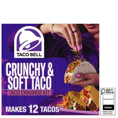 Taco Bell Ensemble à tacos fringales taco croustillant et souple, box 370 g, 1,43 $/100g
