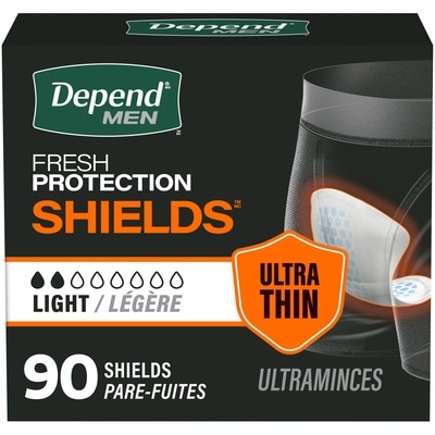Depends Shields Incontinence Pads for Men, Light Absorbency, 90 Count 90 ea, $0.39/1ea