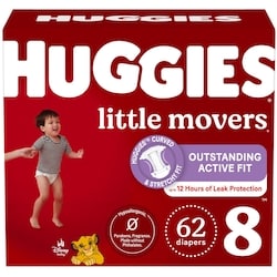 Huggies Little Movers Baby Diapers, Size 8 (46+ lbs), 62 Ct 62 ea, $0.68/1ea