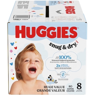 Huggies Couches pour bébés Snug & Dry, taille 8, 80 couches 80 ea, 0,50 $/1ch