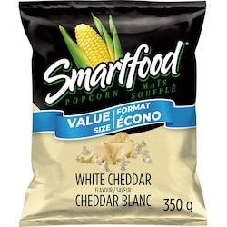 Smartfood Maïs soufflé assaisonné saveur Cheddar blanc, format écono 350 g, 2,00 $/100g