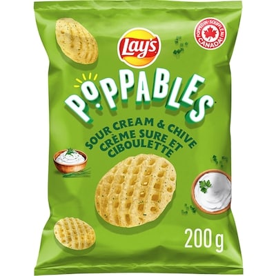 Lay’s Poppables collations de pommes de terre assaisonnées Crème sure et ciboulette, format économique 200 g, 2,75 $/100g