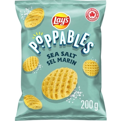 Lay’s Poppables collations de pommes de terre assaisonnées Sel marin 200 g, 2,75 $/100g