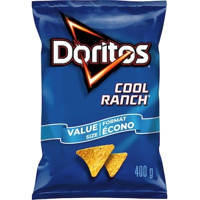 Doritos Chips tortilla aromatisées Cool Ranch, format écono 400 g, 1,75 $/100g