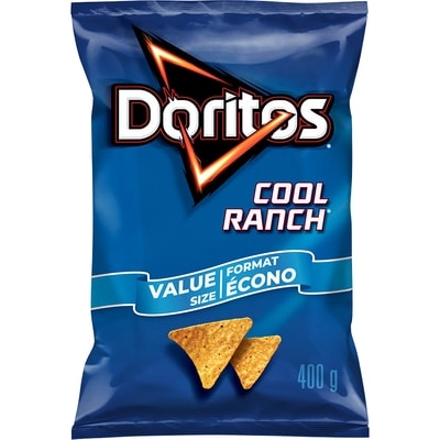 Doritos Chips tortilla aromatisées Cool ranch 400 g, 1,75 $/100g