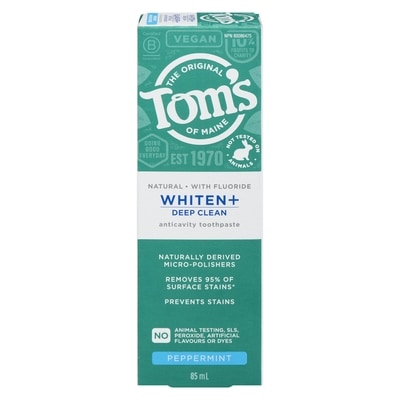 Tom's of Maine Anticavity Toothpaste Whiten+ Deep Clean Peppermint 85 ml, $9.28/100ml