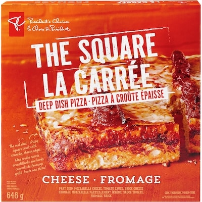 President's Choice ‘The Square’ Cheese Deep Dish Pizza 648 g, $1.73/100g