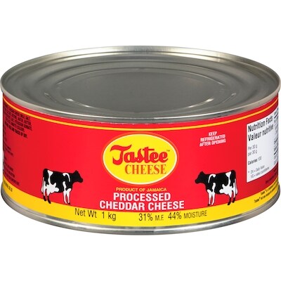 Tastee Processed Cheddar Cheese 31% M.F. 1 kg, $4.90/100g