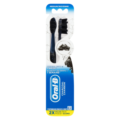 Oral B Advanced Whitening Charcoal Toothbrushes, Medium, 2 Count 2 ea, $5.50/1ea