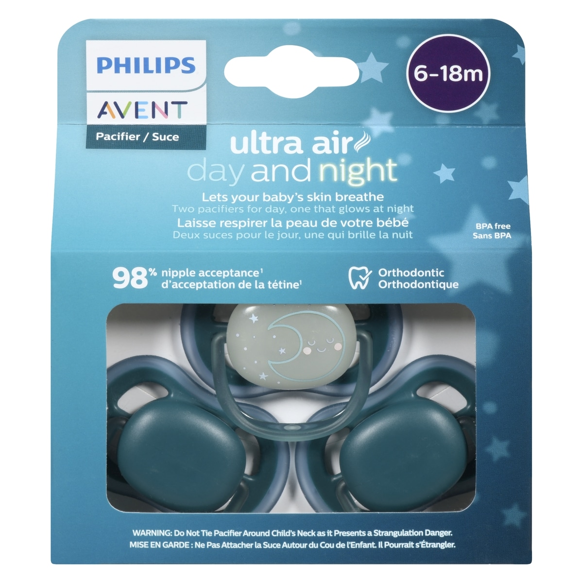 Philips Pacifier Ultra Air Day And Night 6-18m 3 ea, $5.33/1ea