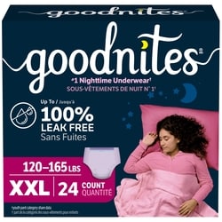 Goodnites Girls' Nighttime Underwear, Size XXL (120-165 lbs), 24 Ct 24 ea, $1.33/1ea