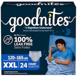 GoodNites Sous-vêtements de nuit pour garçons, taille TTG (54 à 75 kg [120 à 165 lb]), 24 sous-vêtements 24 ea, 1,12 $/1ch