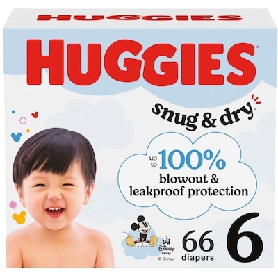 Huggies Snug & Dry Baby Diapers, Size 6 (35+ lbs), 66 Ct 66 ea, $0.52/1ea