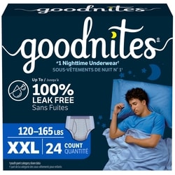 Goodnites Boys' Nighttime Underwear, Size XXL (120-165 lbs), 24 Ct 24 ea, $1.33/1ea