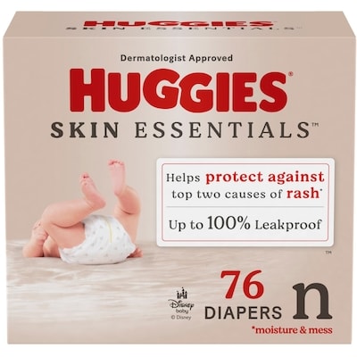 Huggies Skin Essentials Diapers, Newborn (6-9 lbs), 76 Ct 76 ea, $0.39/1ea