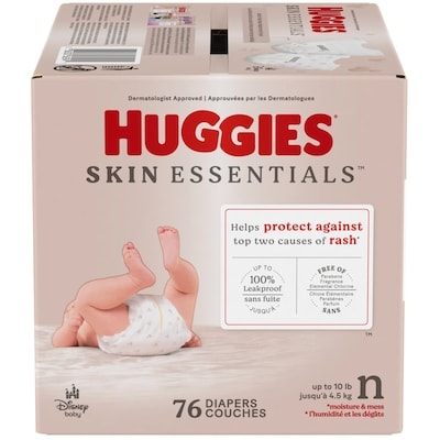 Huggies Couches pour bébés Skin Essentials, Nouveau-né, 76 couches 76 ea, 0,45 $/1ch
