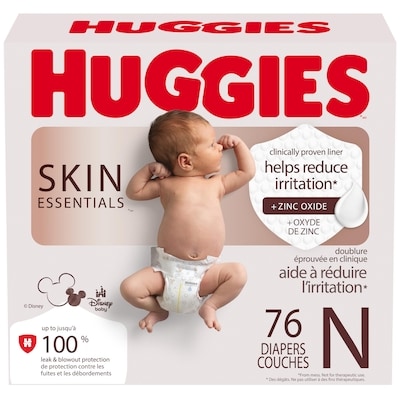 Huggies Couches pour bébés Skin Essentials, taille Nouveau-né (6-9 lb), 76 couches 76 ea, 0,43 $/1ch