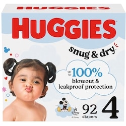 Snug & Dry Baby Diapers, Size 4 (22-37 lbs), 92 Ct