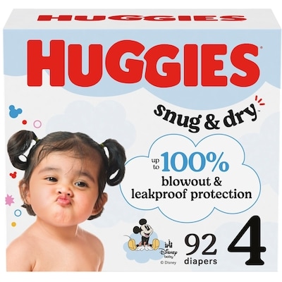 Huggies Snug & Dry Baby Diapers, Size 4 (22-37 lbs), 92 Ct 92 ea, $0.37/1ea