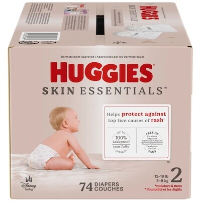 Huggies Couches pour bébés Skin Essentials, taille 2, 74 couches 74 ea, 0,47 $/1ch