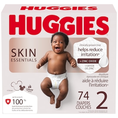 Huggies Couches pour bébés Skin Essentials, taille 2 (12-18 lb), 74 couches 74 ea, 0,45 $/1ch