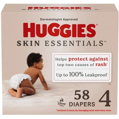 Huggies Skin Essentials Baby Diapers, Size 4 (22-37 lbs), 58 Ct 58 ea, $0.59/1ea