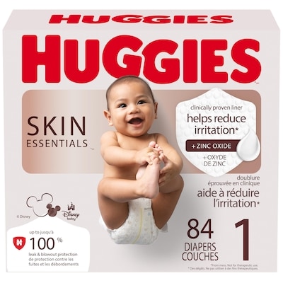 Huggies Couches pour bébés Skin Essentials, taille 1 (8-14 lb), 84 couches 84 ea, 0,44 $/1ch
