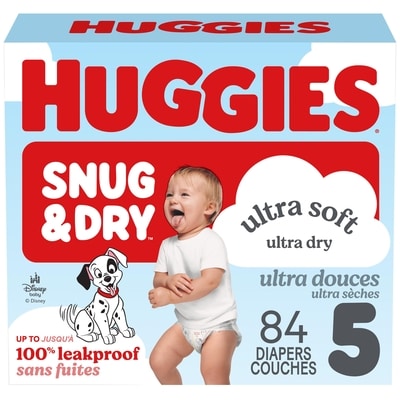 Huggies Snug & Dry Baby Diapers, Size 5 (27+ lbs), 84 Ct 84 ea, $0.39/1ea