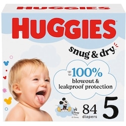 Snug & Dry Baby Diapers, Size 5 (27+ lbs), 84 Ct