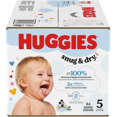 Huggies Couches pour bébés Little Snugglers, taille 5, 84 couches 84 ea, 0,41 $/1ch