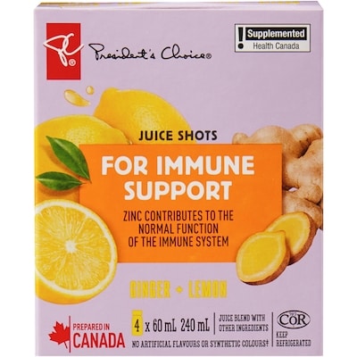 President's Choice Ginger + Lemon Juice Shots Juice Blend with Other Ingredients for Immune Support 1 ea, $10.00/1ea