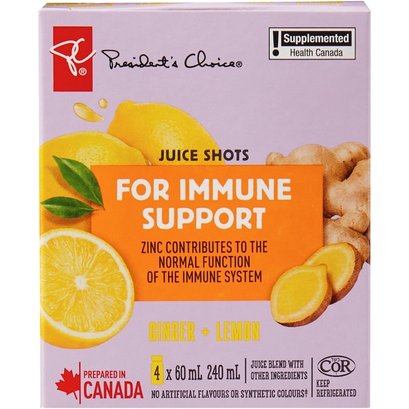 Ginger + Lemon Juice Shots Juice Blend with Other Ingredients for Immune Support