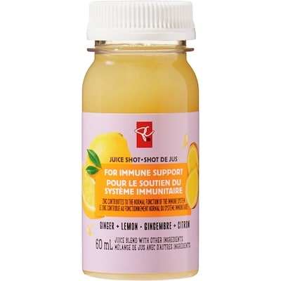 Ginger + Lemon Juice Shots Juice Blend with Other Ingredients for Immune Support