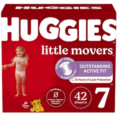 Huggies Little Movers Baby Diapers, Size 7 (41+ lbs), 42 Ct 42 ea, $0.79/1ea