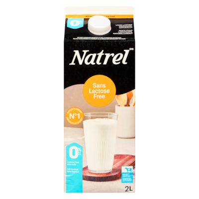 Natrel Lait écrémé sans lactose 0% m.g. 2 l, 0,33 $/100ml