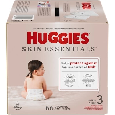 Huggies Couches pour bébés Skin Essentials, taille 3, 66 couches 66 ea, 0,50 $/1ch