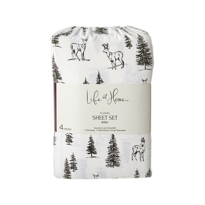 Life at Home King Flannel Sheet 4 Piece Set - Deer 1 ea, $60.00/1ea