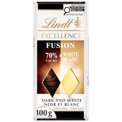 Lindt Barre de chocolat noir et blanc à 70 % de cacao EXCELLENCE Fusion 100 g, 3,00 $/100g
