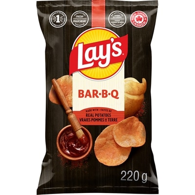 Lay's Bar-B-Q flavoured potato chips 220 g, $2.27/100g