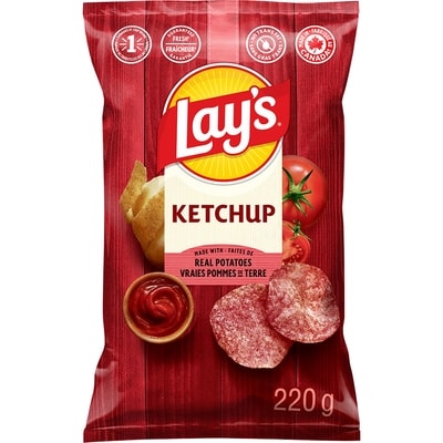 Lay's Ketchup Potato Chips 220 g, $2.40/100g