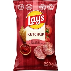 Lay’s Croustilles assaisonnées Ketchup 220 g, 2,50 $/100g