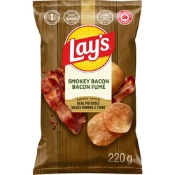 Lay’s Croustilles assaisonnées saveur Bacon fumé 220 g, 1,26 $/100g