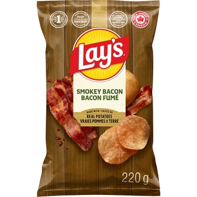 Lay’s Croustilles assaisonnées saveur Bacon fumé 220 g, 1,77 $/100g