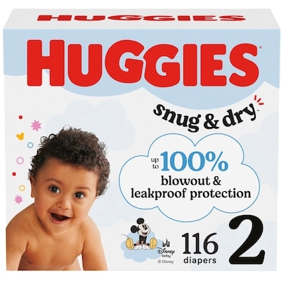 Huggies Snug & Dry Baby Diapers, Size 2 (12-18 lbs), 116 Ct 116 ea, $0.31/1ea