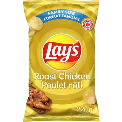 Lay’s Croustilles assaisonnées Poulet rôti 220 g, 1,14 $/100g