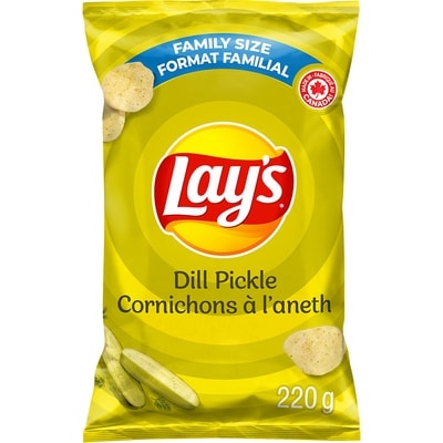 Lay’s Croustilles assaisonnées Cornichons à l'aneth 220 g, 2,27 $/100g