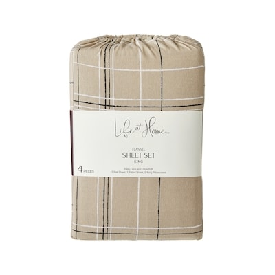Life at Home King Flannel Sheet 4 Piece Set - Plaid 1 ea, $60.00/1ea