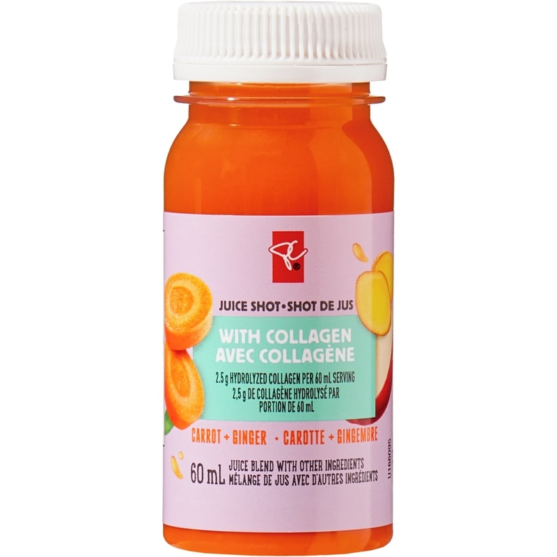 Carrot + Ginger Juice Shots Juice Blend with Collagen and Other Ingredients